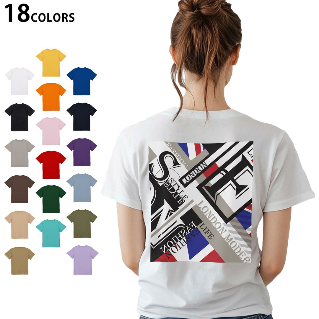 選べる18カラー Tシャツ レディース 半袖 ホワイト グレー デザイン M L Tシャツ ティーシャツ T shirt 014965 ユニオンジャック　イラスト　外国　英字