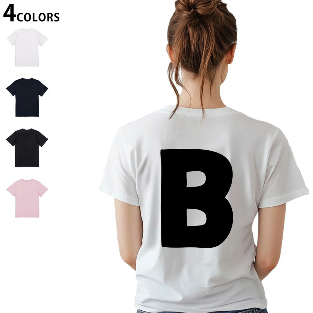 Other - レディース バックプリント Tシャツ 半袖 綿100％ カットソー プリント オリジナル デザイン 選べる4カラー M L 019182 文字 b アルファベット