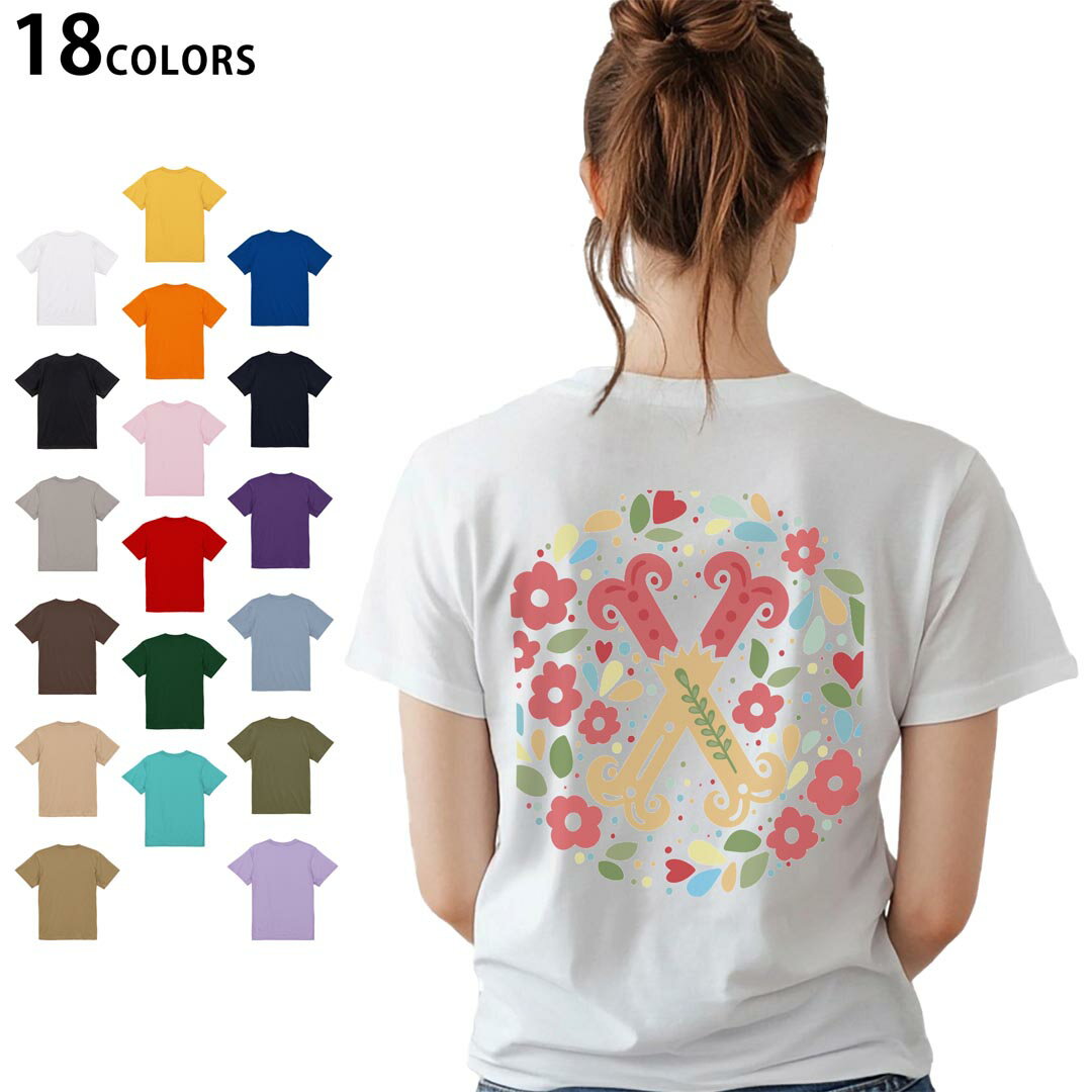 選べる18カラー Tシャツ レディース 半袖 ホワイト グレー デザイン M L Tシャツ ティーシャツ T shirt 019293 文字 x アルファベット