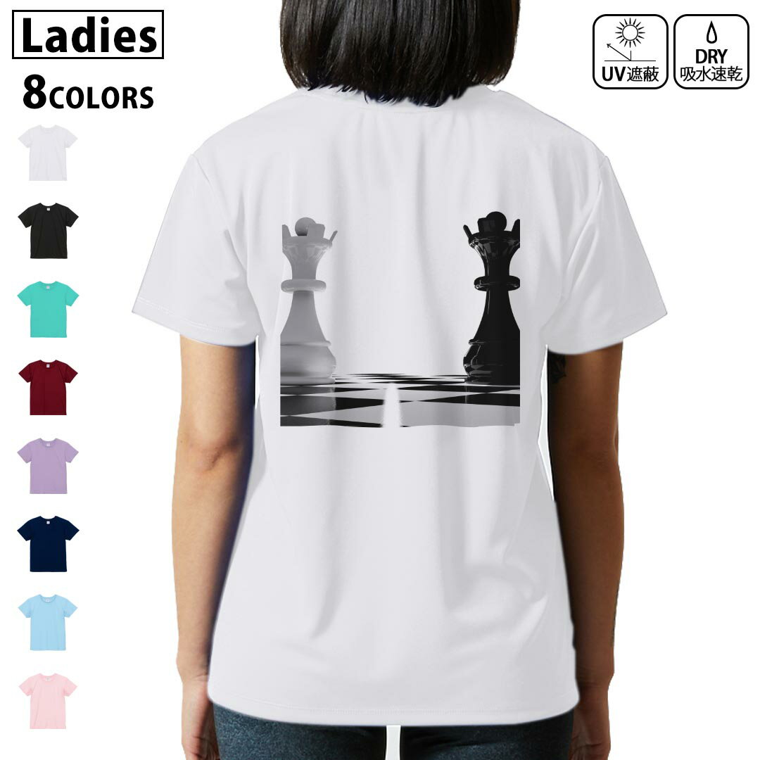 ドライ Tシャツ バックプリント 選べる8カラー tシャツ レディース 半袖 速乾 紫外線遮蔽 UV デザイン ..