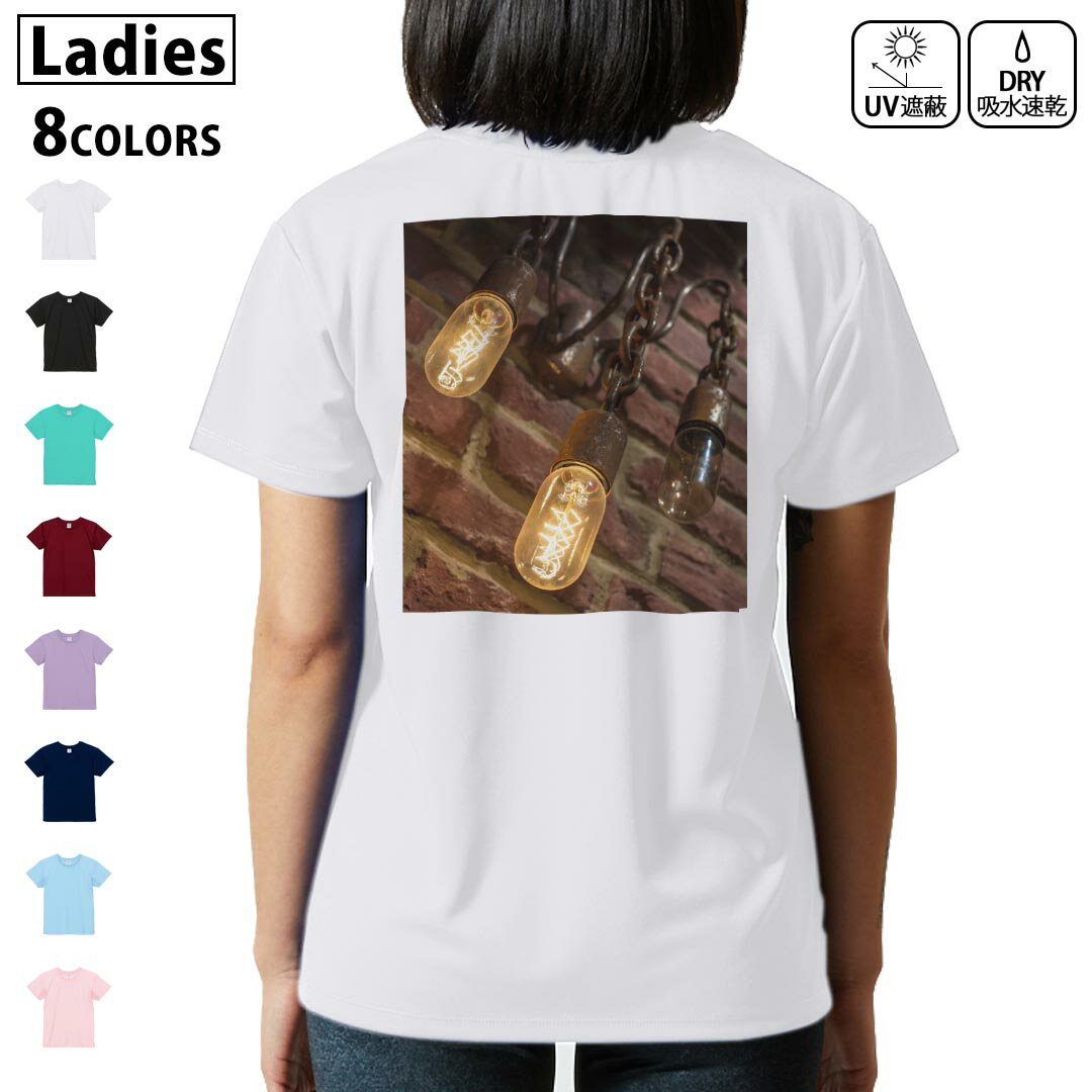 ドライ Tシャツ バックプリント 選べる8カラー tシャツ レディース 半袖 速乾 紫外線遮蔽 UV デザイン ..