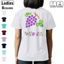 ドライ Tシャツ バックプリント 選べる8カラー tシャツ レディース 半袖 速乾 紫外線遮蔽 UV デザイン 2サイズ Tシャツ ティーシャツ T shirt 005197 ぶどう 宝石 イラスト