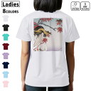 ドライ Tシャツ バックプリント 選べる8カラー tシャツ レディース 半袖 速乾 紫外線遮蔽 UV デザイン 2サイズ Tシャツ ティーシャツ T shirt 007438 和風 和柄 浮世絵 紅葉