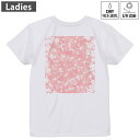 レディース ドライバックプリントTシャツ ホワイト 半袖 4.1オンス ジム トレーニング スポーツ 運動会 ドライアスレチック UVカット 紫外線遮蔽 吸水速乾 デザイン Tshirt M L 000994 桜 ピンク