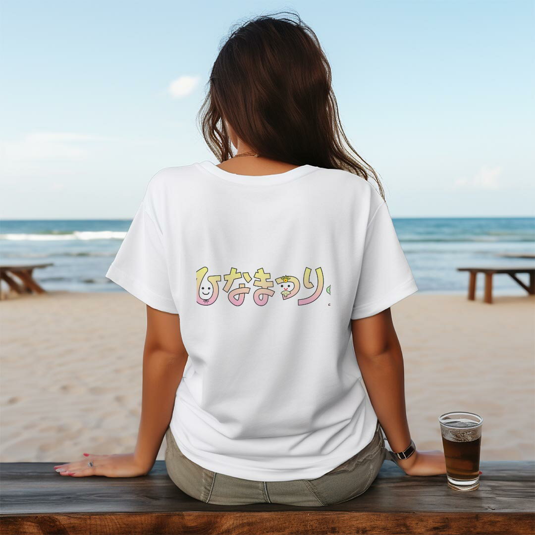 レディース ドライバックプリントTシャツ ホワイト 半袖 4.1オンス ジム トレーニング スポーツ 運動会 ドライアスレチック UVカット 紫外線遮蔽 吸水速乾 デザイン Tshirt M L 015388 ひな祭り　桜　季節　ピンク