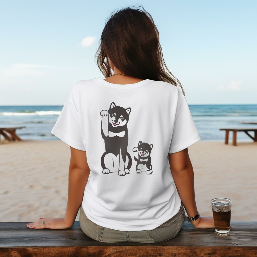 レディース ドライバックプリントTシャツ ホワイト 半袖 4.1オンス ジム トレーニング スポーツ 運動会 ドライアスレチック UVカット 紫外線遮蔽 吸水速乾 デザイン Tshirt M L 016087 犬　dog　かわいい