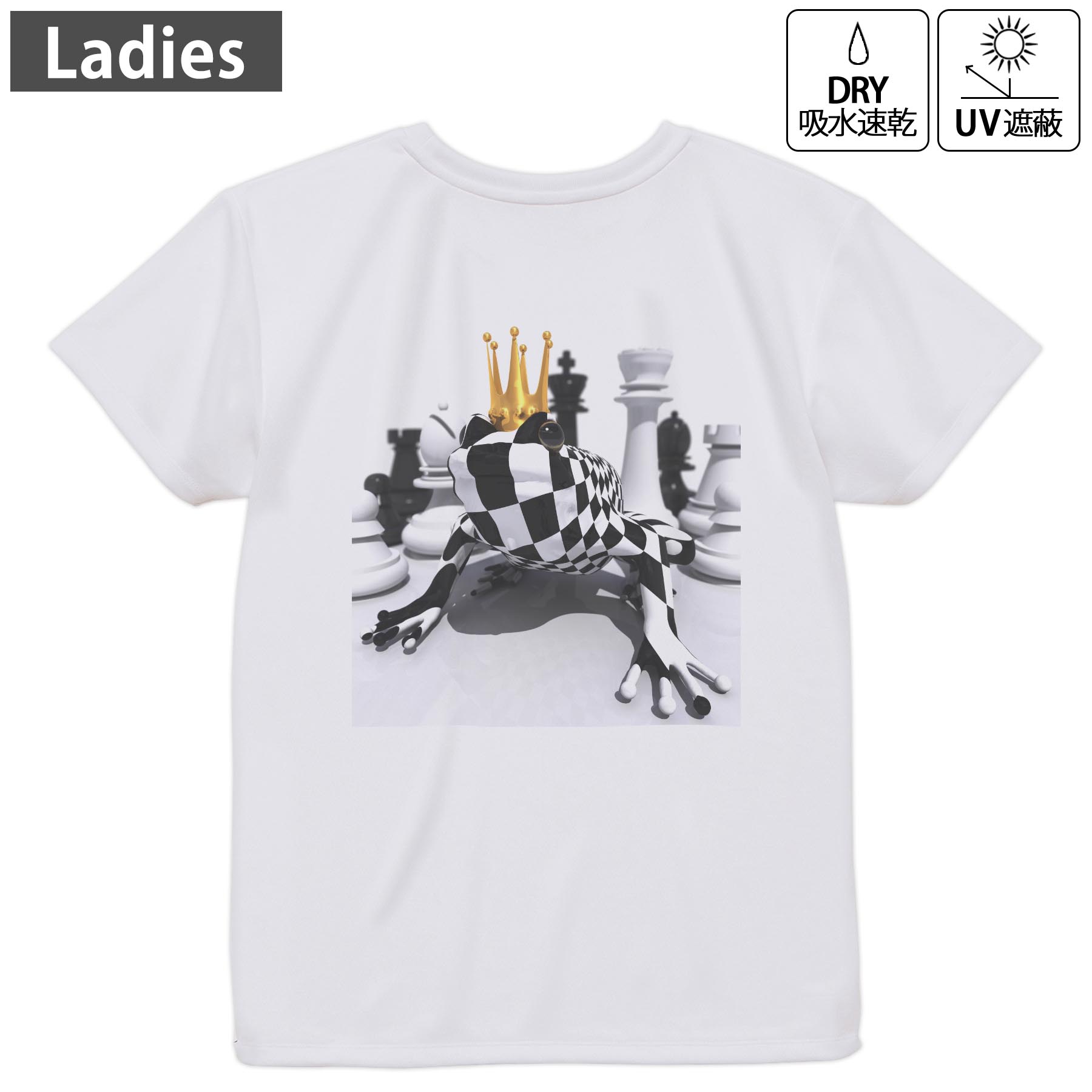 レディース ドライバックプリントTシャツ ホワイト 半袖 4.1オンス ジム トレーニング スポーツ 運動会..