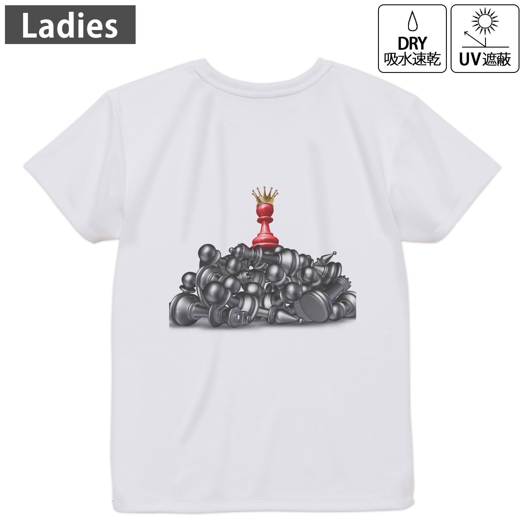 レディース ドライバックプリントTシャツ ホワイト 半袖 4.1オンス ジム トレーニング スポーツ 運動会..