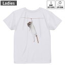 レディース ドライバックプリントTシャツ ホワイト 半袖 4.1オンス ジム トレーニング スポーツ 運動会 ドライアスレチック UVカット 紫外線遮蔽 吸水速乾 デザイン Tshirt M L 005911 写真 動物 ねずみ