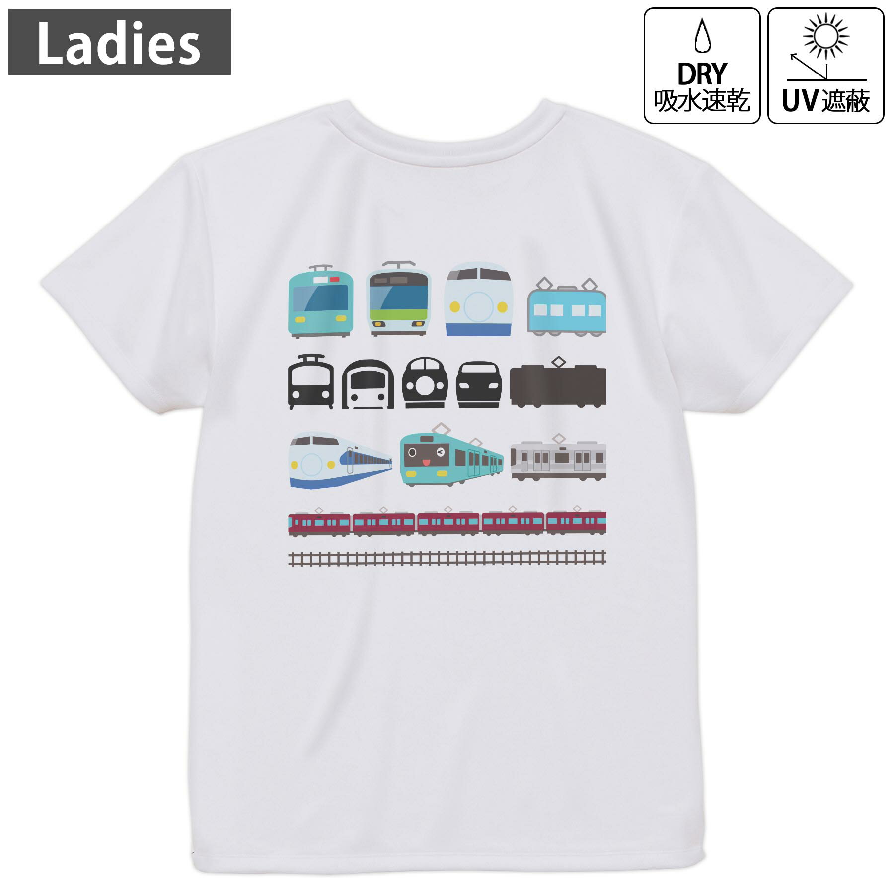 レディース ドライバックプリントTシャツ ホワイト 半袖 4.1オンス ジム トレーニング スポーツ 運動会..