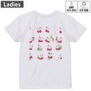 レディース ドライバックプリントTシャツ ホワイト 半袖 4.1オンス ジム トレーニング スポーツ 運動会 ドライアスレチック UVカット 紫外線遮蔽 吸水速乾 デザイン Tshirt M L 009955 クリスマス サンタ キャラクター