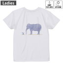 レディース ドライバックプリントTシャツ ホワイト 半袖 4.1オンス ジム トレーニング スポーツ 運動会 ドライアスレチック UVカット 紫外線遮蔽 吸水速乾 デザイン Tshirt M L 012771 ぞう ねずみ 動物
