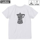 レディース ドライバックプリントTシャツ ホワイト 半袖 4.1オンス ジム トレーニング スポーツ 運動会 ドライアスレチック UVカット 紫外線遮蔽 吸水速乾 デザイン Tshirt M L 013246 コーヒー 英語 文字(4)