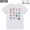 レディース ドライバックプリントTシャツ ホワイト 半袖 4.1オンス ジム トレーニング スポーツ 運動会 ドライアスレチック UVカット 紫外線遮蔽 吸水速乾 デザイン Tshirt M L 013257 おばけ モンスター イラスト