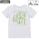 レディース ドライバックプリントTシャツ ホワイト 半袖 4.1オンス ジム トレーニング スポーツ 運動会 ドライアスレチック UVカット 紫外線遮蔽 吸水速乾 デザイン Tshirt M L 013862 七夕 短冊 星