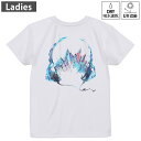 レディース ドライバックプリントTシャツ ホワイト 半袖 4.1オンス ジム トレーニング スポーツ 運動会 ドライアスレチック UVカット 紫外線遮蔽 吸水速乾 デザイン Tshirt M L 014180 ヘッドホン 音楽 風景