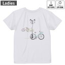 レディース ドライバックプリントTシャツ ホワイト 半袖 4.1オンス ジム トレーニング スポーツ 運動会 ドライアスレチック UVカット 紫外線遮蔽 吸水速乾 デザイン Tshirt M L 014435 自転車 おしゃれ