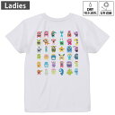 レディース ドライバックプリントTシャツ ホワイト 半袖 4.1オンス ジム トレーニング スポーツ 運動会 ドライアスレチック UVカット 紫外線遮蔽 吸水速乾 デザイン Tshirt M L 015382 かわいい 妖怪 カラフル モンスター