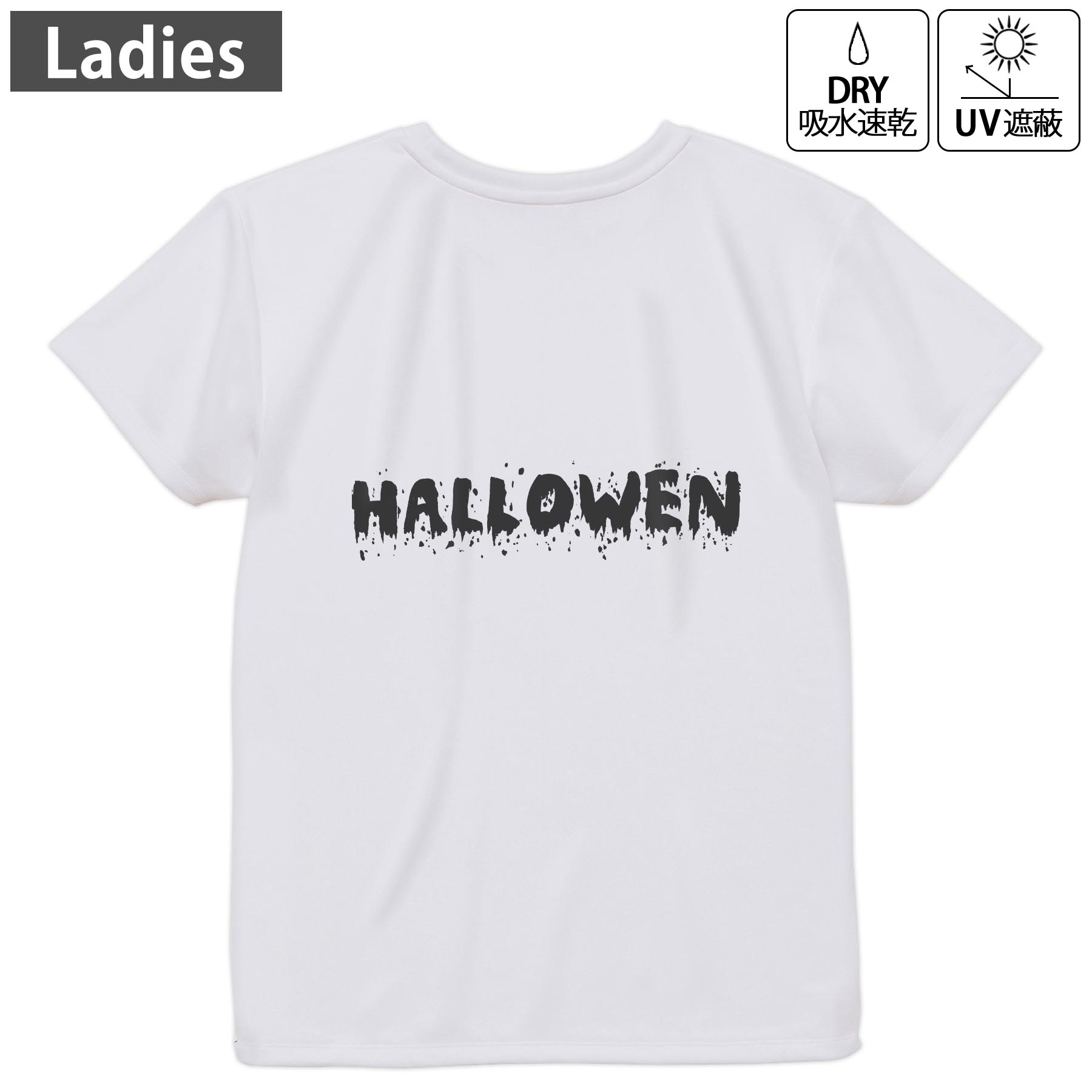 レディース ドライバックプリントTシャツ ホワイト 半袖 4.1オンス ジム トレーニング スポーツ ...