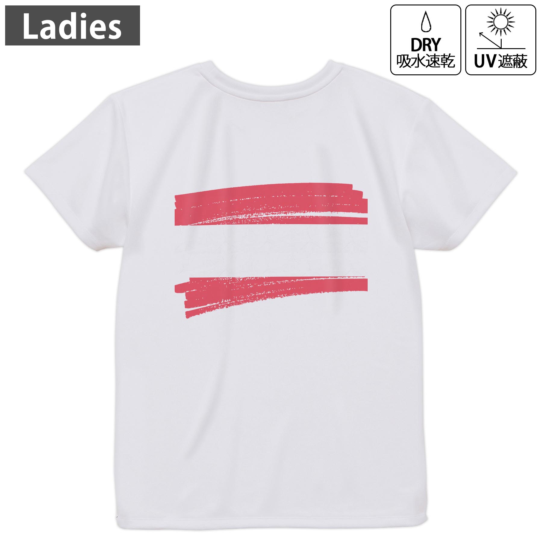 レディース ドライバックプリントTシャツ ホワイト 半袖 4.1オンス ジム トレーニング スポーツ 運動会 ドライアスレチック UVカット 紫外線遮蔽 吸水速乾 デザイン Tshirt M L 018389 austria オーストリア(4.0)