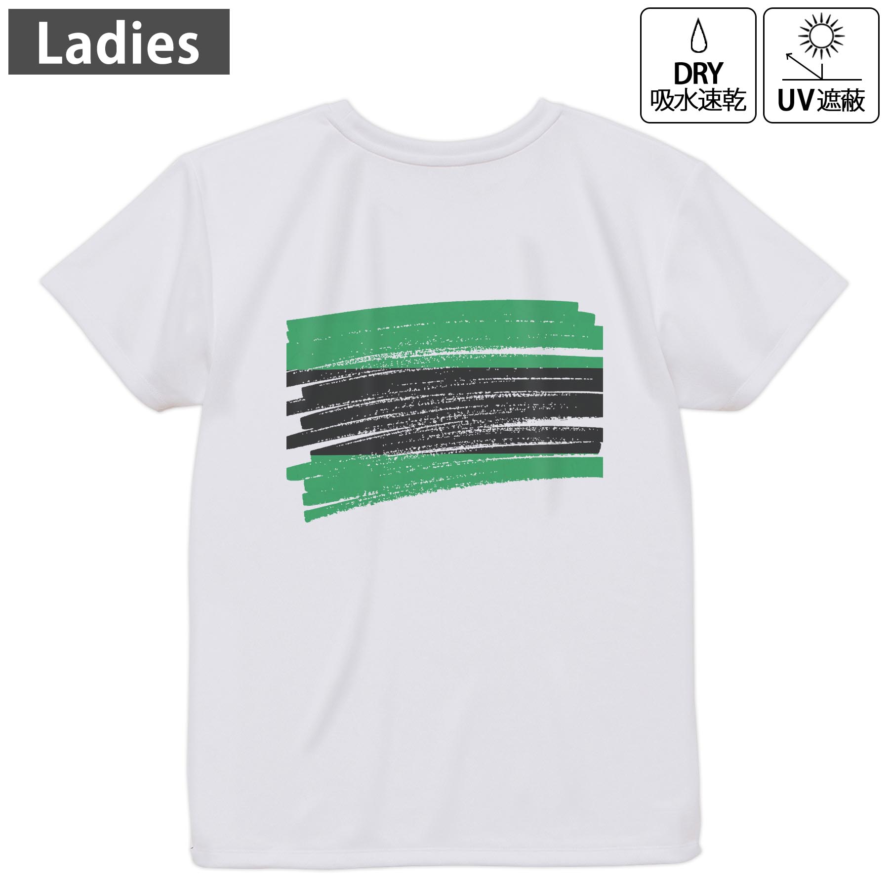 レディース ドライバックプリントTシャツ ホワイト 半袖 4.1オンス ジム トレーニング スポーツ 運動会 ドライアスレチック UVカット 紫外線遮蔽 吸水速乾 デザイン Tshirt M L 018578 tanu タヌ(4)