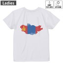 レディース ドライバックプリントTシャツ ホワイト 半袖 4.1オンス ジム トレーニング スポーツ 運動会 ドライアスレチック UVカット 紫外線遮蔽 吸水速乾 デザイン Tshirt M L 018890 mongolia モンゴル