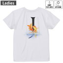 レディース ドライバックプリントTシャツ ホワイト 半袖 4.1オンス ジム トレーニング スポーツ 運動会 ドライアスレチック UVカット 紫外線遮蔽 吸水速乾 デザイン Tshirt M L 019452 文字 j アルファベット(4)