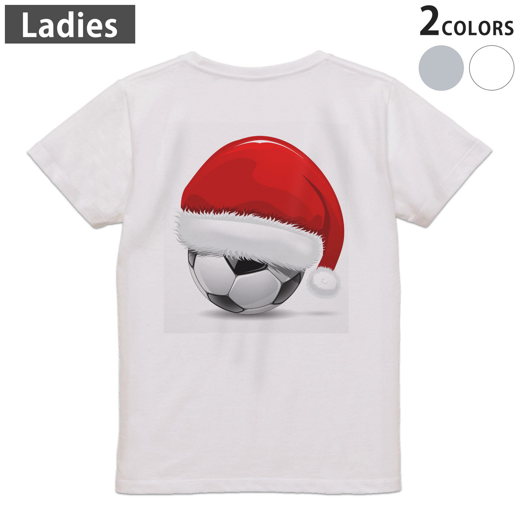 Other - Tシャツ レディース バックプリント 半袖 ホワイト グレー デザイン M Lティーシャツ T shirt 001213 サッカー　クリスマス