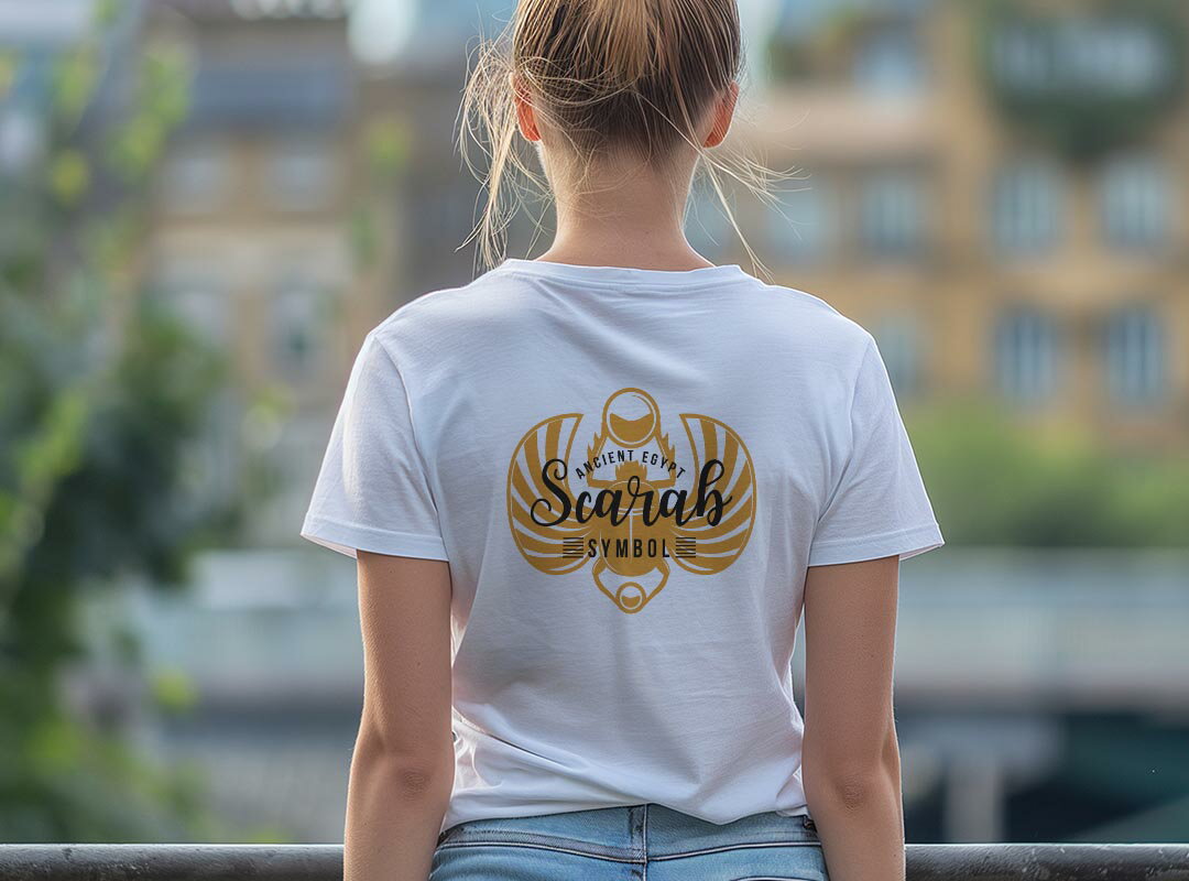 Tシャツ レディース バックプリント 半袖 ホワイト グレー デザイン M Lティーシャツ T shirt 017729 scaral　EGYPT