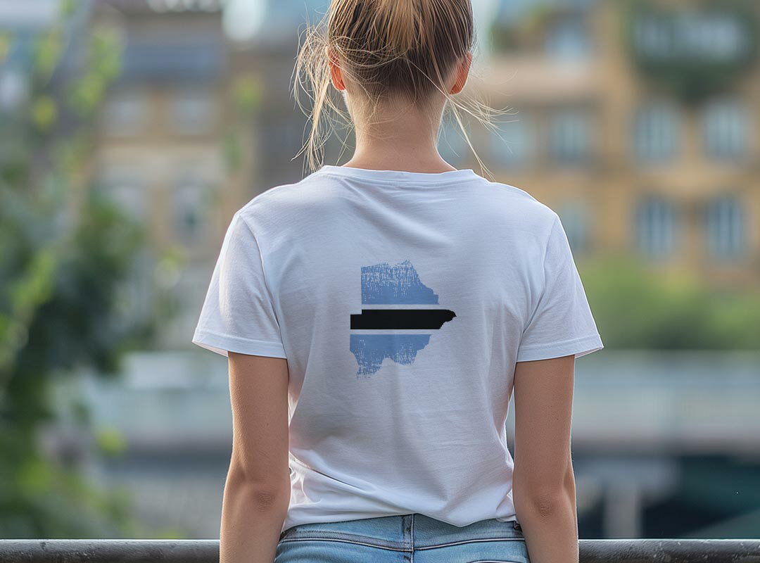 Tシャツ レディース バックプリント 半袖 ホワイト グレー デザイン M Lティーシャツ T shirt 018781 bostwana ボツワナ