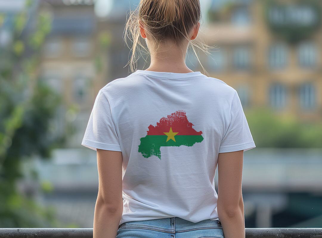 Tシャツ レディース バックプリント 半袖 ホワイト グレー デザイン M Lティーシャツ T shirt 018786 burkina_faso ブルキナファソ