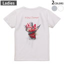 Tシャツ レディース バックプリント 半袖 ホワイト グレー デザイン M Lティーシャツ T shirt 002516 クリスマス サンタ