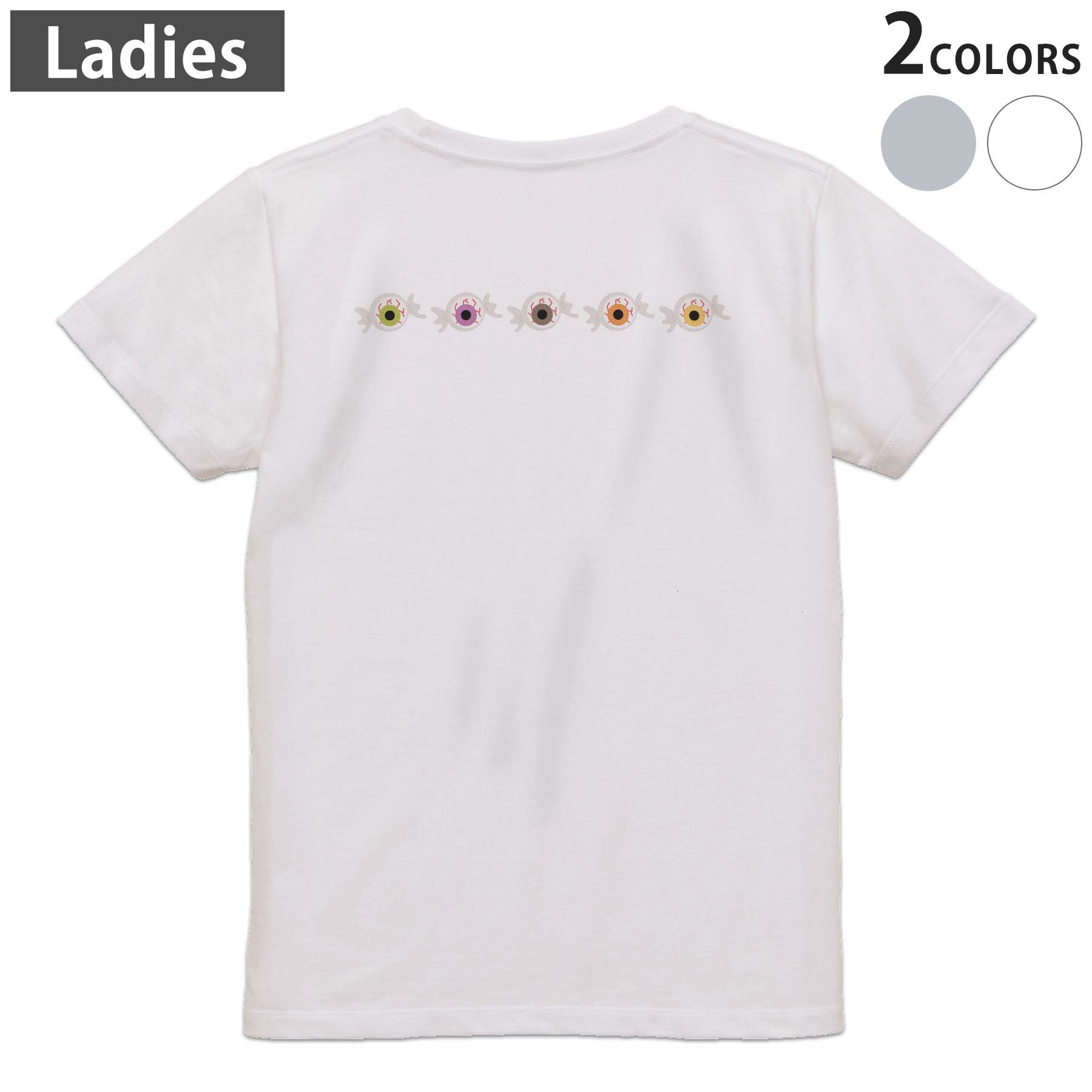 Print - Tシャツ レディース バックプリント 半袖 ホワイト グレー デザイン M Lティーシャツ T shirt 020000 ハロウィン 飴 お菓子