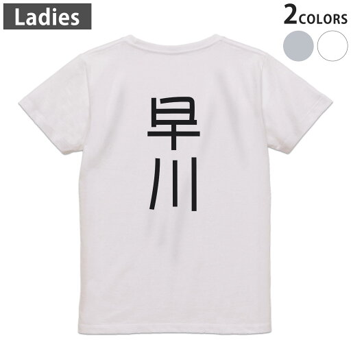 Tシャツ レディース バックプリント 半袖 ホワイト グレー デザイン M Lティーシャツ T shirt 021166 苗字 名前 早川 Tシャツ レディース バックプリント 半袖 ホワイト グレー デザイン M Lティーシャツ T shirt 021166 苗字 名前 早川