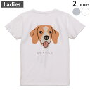 Tシャツ レディース バックプリント 半袖 ホワイト グレー デザイン M Lティーシャツ T shirt 022620 犬 ビーグル