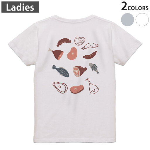 Tシャツ レディース バックプリント 半袖 ホワイト グレー デザイン M Lティーシャツ T shirt 022654 肉 お肉 Tシャツ レディース バックプリント 半袖 ホワイト グレー デザイン M Lティーシャツ T shirt 022654 肉 お肉