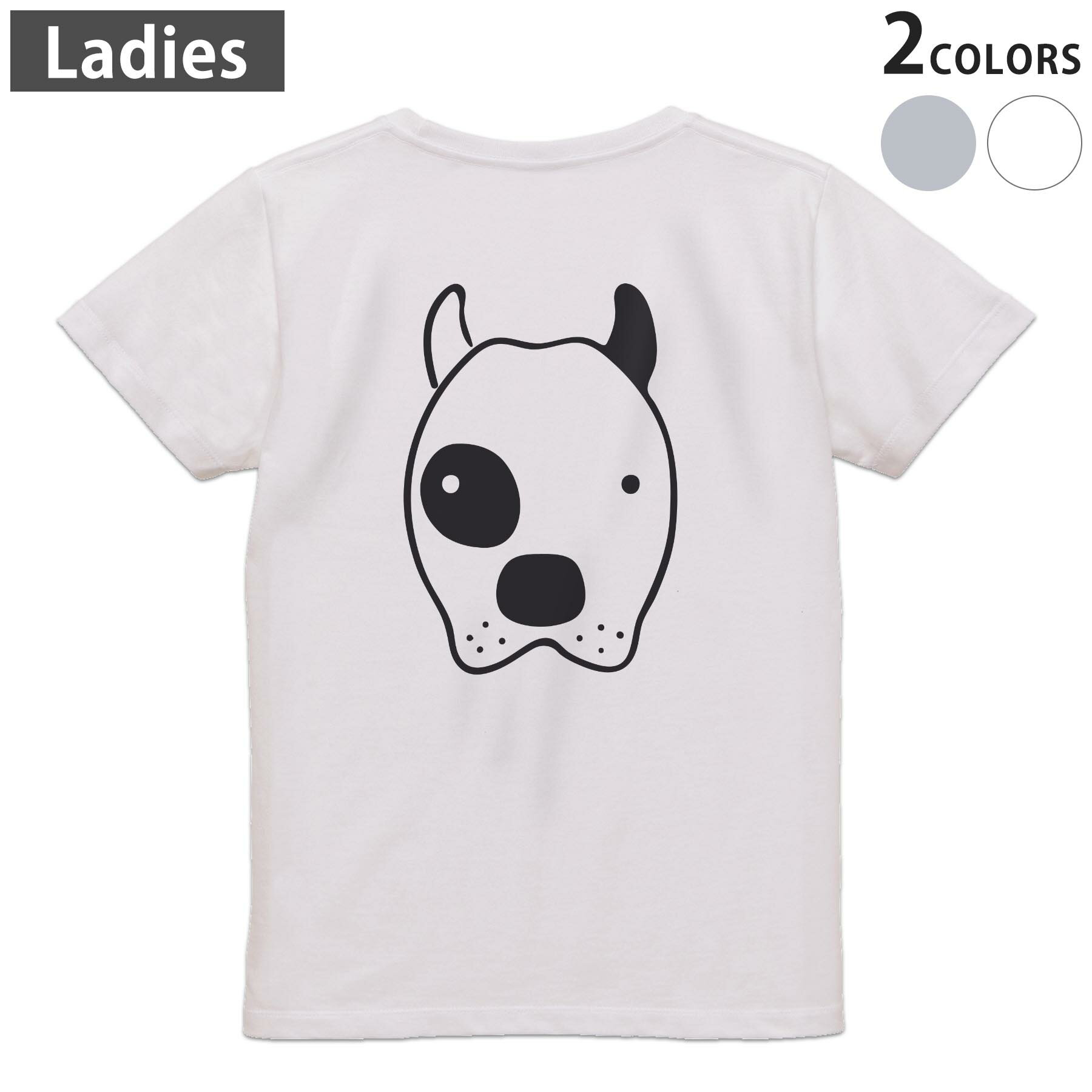 Print - Tシャツ レディース バックプリント 半袖 ホワイト グレー デザイン M Lティーシャツ T shirt 022816 犬 かわいい