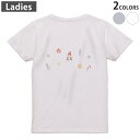 Tシャツ レディース バックプリント 半袖 ホワイト グレー デザイン M Lティーシャツ T shirt 030154 クリスマス サンタ