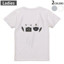 Tシャツ レディース バックプリント 半袖 ホワイト グレー デザイン M Lティーシャツ T shirt 031633 鬼 白黒(4)