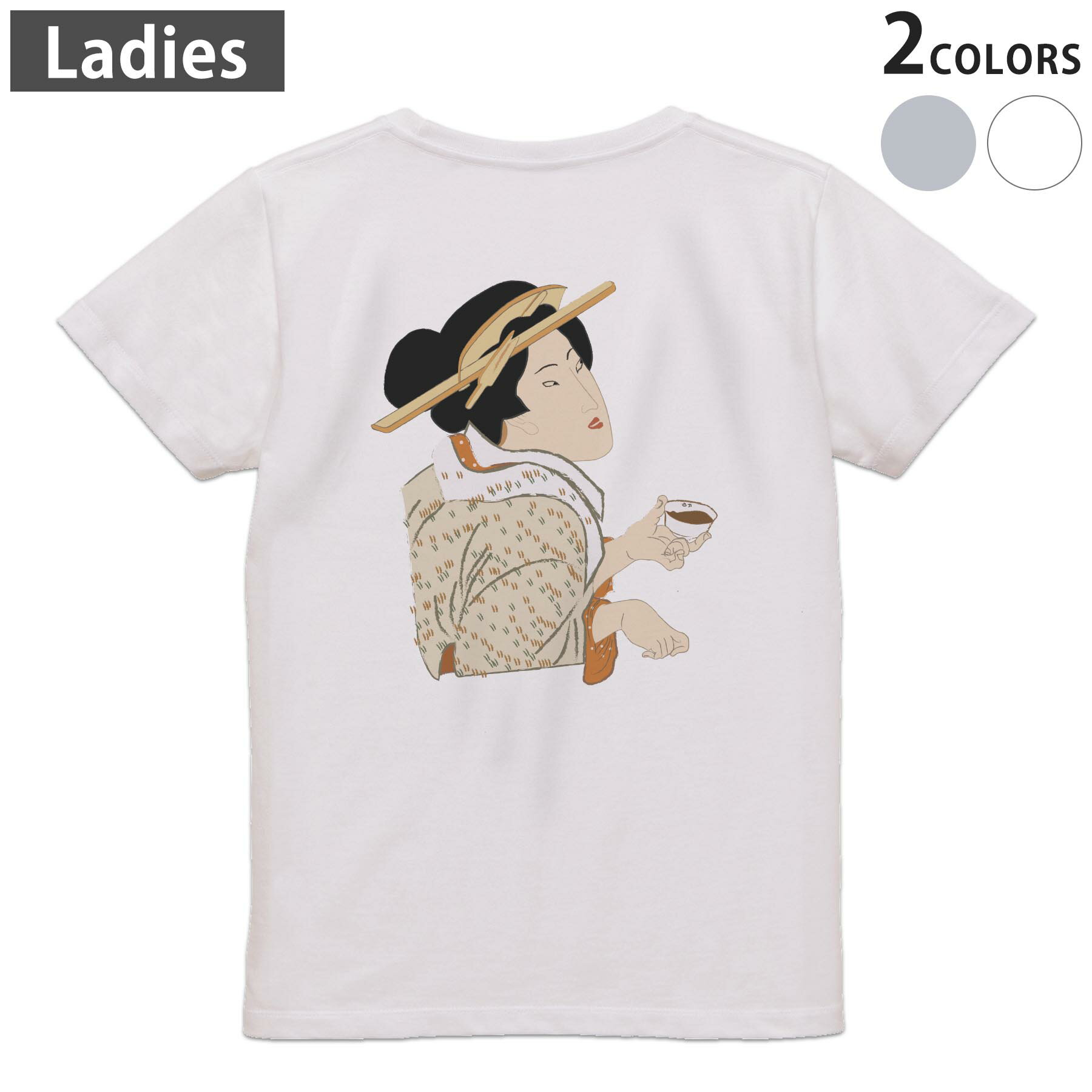 Tシャツ レディース バックプリント 半袖 ホワイト グレー デザイン M Lティーシャツ T shirt 032049 ..