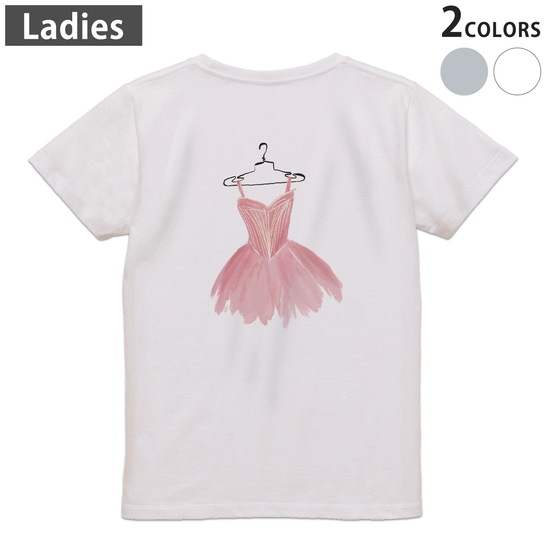 Other - Tシャツ レディース バックプリント 半袖 ホワイト グレー デザイン M Lティーシャツ T shirt 032105 ドレス 綺麗 イラスト