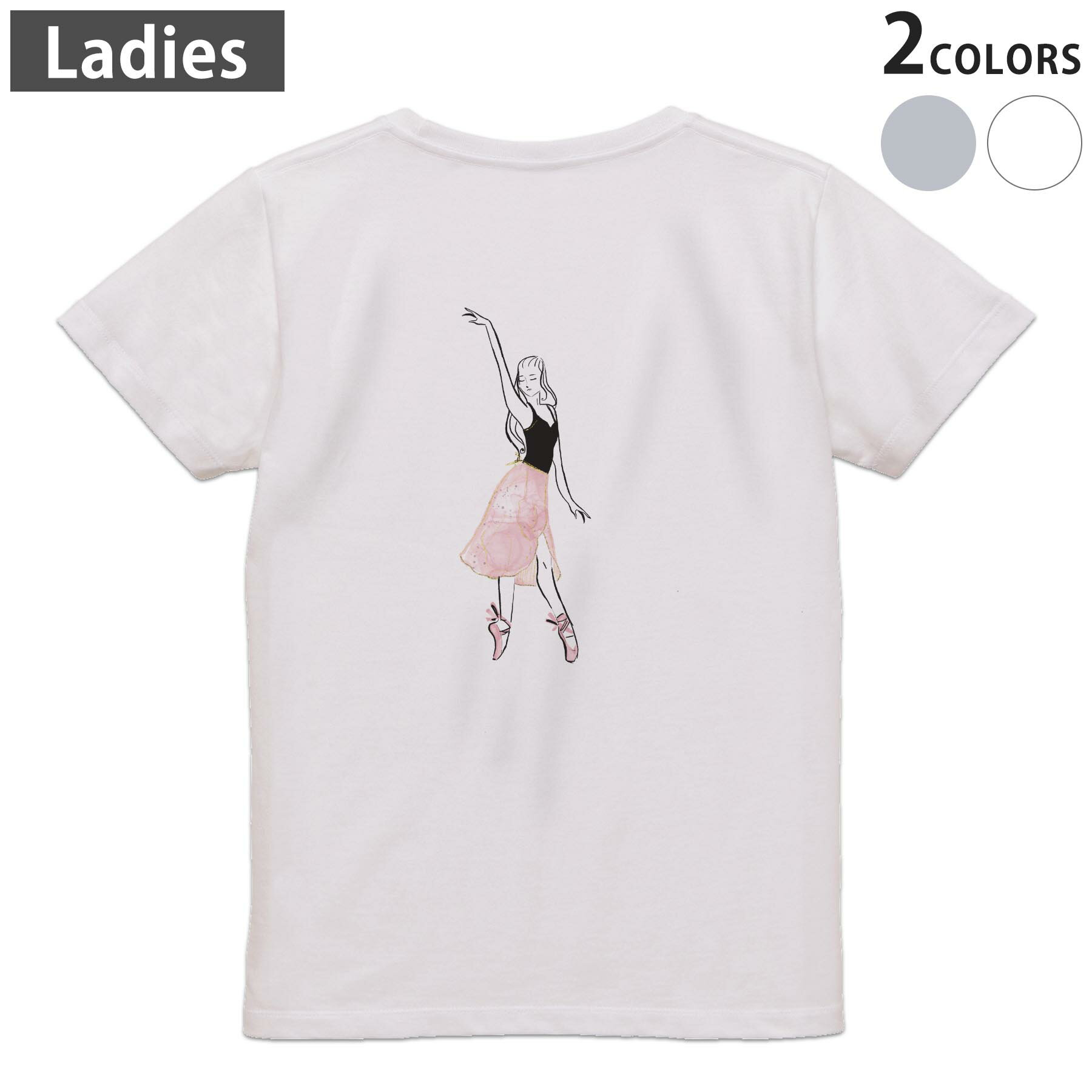 Other - Tシャツ レディース バックプリント 半袖 ホワイト グレー デザイン M Lティーシャツ T shirt 032117 女性 下着 イラスト