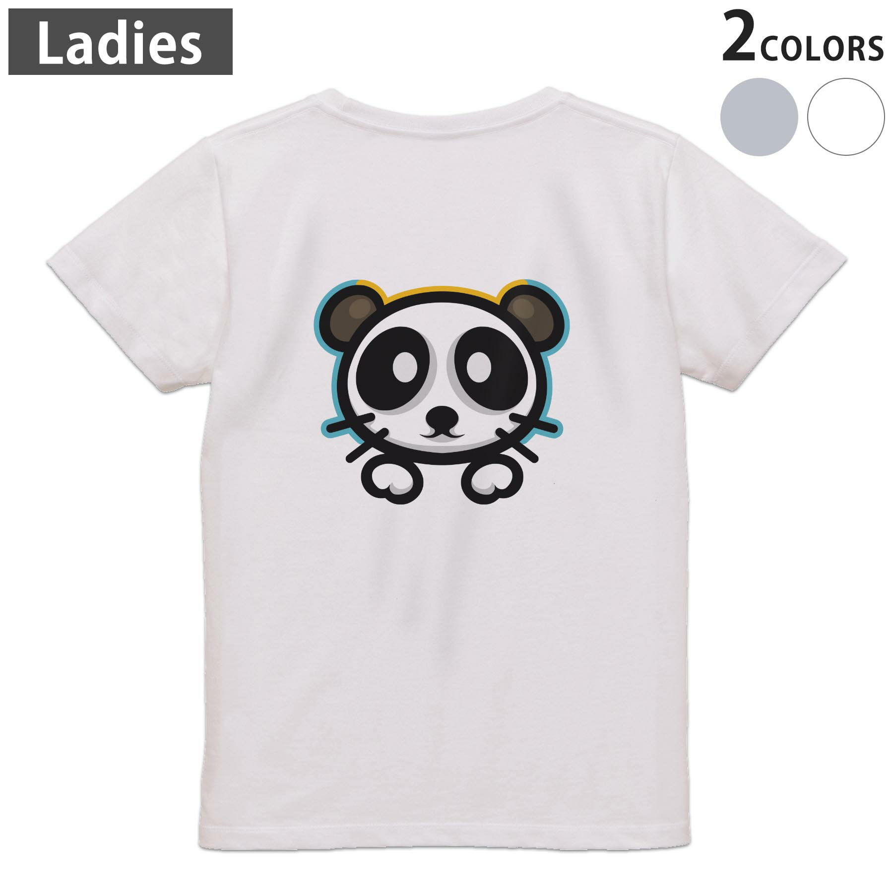 Other - Tシャツ レディース バックプリント 半袖 ホワイト グレー デザイン M Lティーシャツ T shirt 032381 panda
