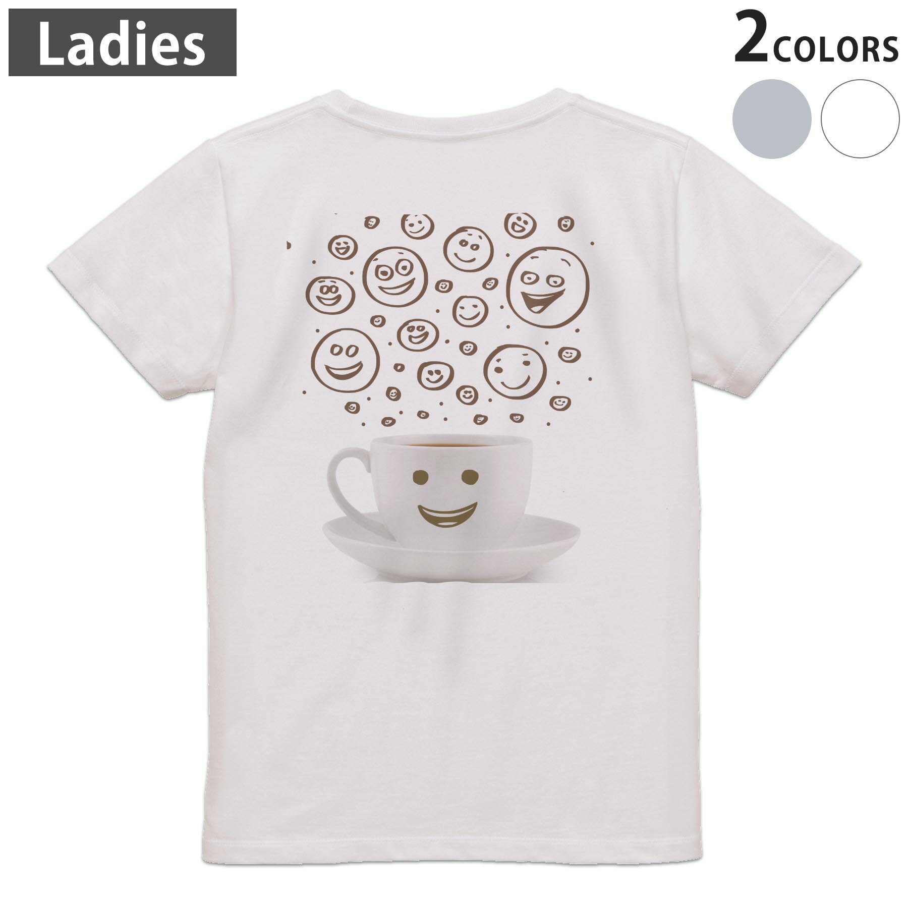 Other - Tシャツ レディース バックプリント 半袖 ホワイト グレー デザイン M Lティーシャツ T shirt 004586 イラスト　キャラクター
