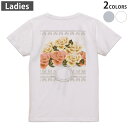 Tシャツ レディース バックプリント 半袖 ホワイト グレー デザイン M Lティーシャツ T shirt 006066 花(4)