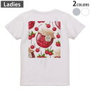Tシャツ レディース バックプリント 半袖 ホワイト グレー デザイン M Lティーシャツ T shirt 008320 イラスト さくらんぼ チェリー 赤 レッド