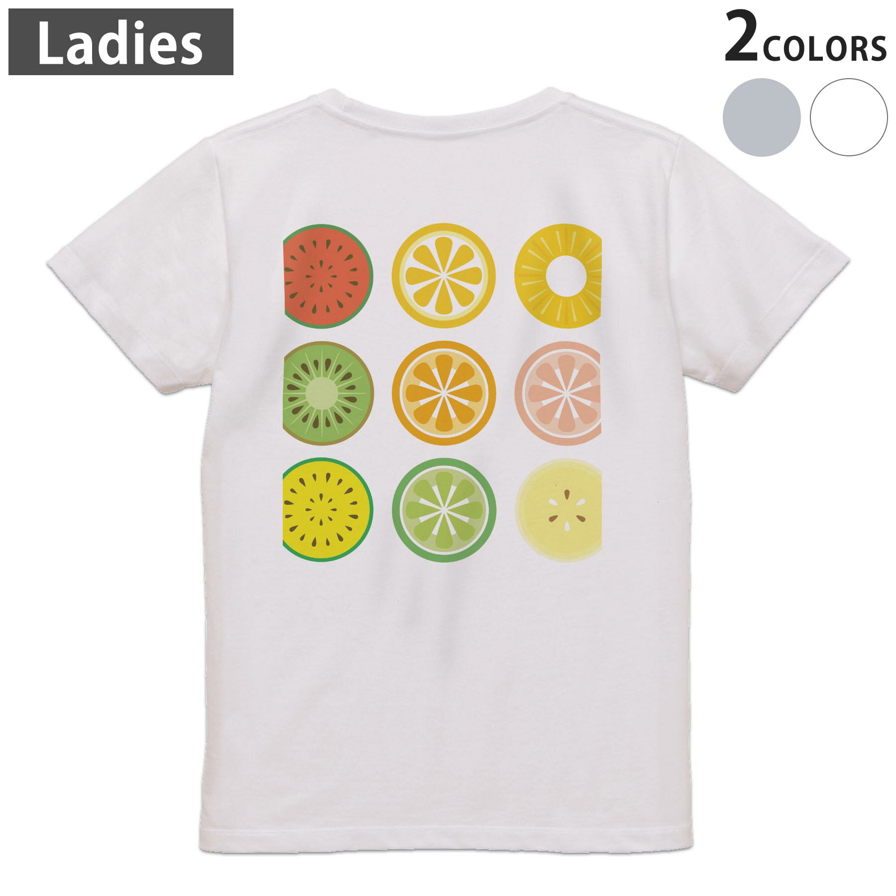 Tシャツ レディース バックプリント 半袖 ホワイト グレー デザイン M Lティーシャツ T sh ...