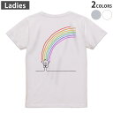 Tシャツ レディース バックプリント 半袖 ホワイト グレー デザイン M Lティーシャツ T shirt 009233 キャラクター カラフル 虹