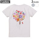 Tシャツ レディース バックプリント 半袖 ホワイト グレー デザイン M Lティーシャツ T shirt 009645 鳥 カラフル(4)