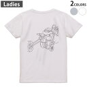 Tシャツ レディース バックプリント 半袖 ホワイト グレー デザイン M Lティーシャツ T shirt 009960 クリスマス サンタ 乗り物
